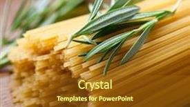  Presentation with italian cuisine - Cool new theme with spaghetti and rosemary symbolic image backdrop and a tawny brown colored foreground