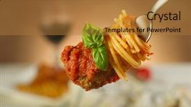  Presentation with meatball - Presentation theme enhanced with spaghetti basil and meatball background and a gold colored foreground