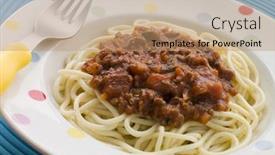  Presentation with spaghetti - Slides with spaghetti bolognaise background and a coral colored foreground