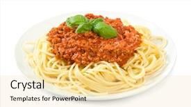  Presentation with spaghetti - PPT theme having spaghetti bolognese on white background and a blonde colored foreground