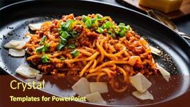  Presentation with spaghetti - Slides featuring spaghetti-bolognese-with-minced-pork background and a tawny brown colored foreground