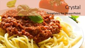  Presentation with spaghetti - Slide deck having spaghetti bolognese background and a gold colored foreground
