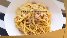  Presentation with spaghetti - Beautiful slide set featuring spaghetti-carbonara-on-a-plate backdrop and a coral colored foreground