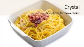  Presentation with spaghetti - Slides having spaghetti carbonara on bowl background and a lemonade colored foreground