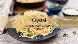  Presentation with spaghetti - Slides consisting of spaghetti carbonara with egg background and a yellow colored foreground