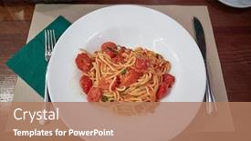  Presentation with spaghetti - Beautiful slides featuring spaghetti-dish-with-spicy-tomato backdrop and a coral colored foreground