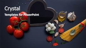  Presentation with italian food - Beautiful PPT theme featuring spaghetti italian food with all backdrop and a wine colored foreground