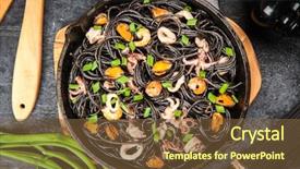  Presentation with black ink - Amazing slides having spaghetti made of squid ink backdrop and a tawny brown colored foreground
