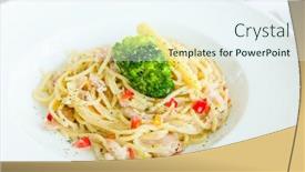  Presentation with noodles - Colorful slide set enhanced with spaghetti-noodles-pasta-meal backdrop and a sky blue colored foreground