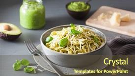  Presentation with pasta sauce - Cool new presentation theme with spaghetti pasta with avocado basil backdrop and a tawny brown colored foreground