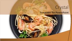  Presentation with clams - Presentation design featuring spaghetti-seafood-pasta-with-clams background and a gold colored foreground