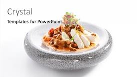  Presentation with italy food - Beautiful PPT theme featuring spaghetti-with-baked-tomato backdrop and a white colored foreground