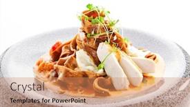  Presentation with italy food - Slide set with spaghetti-with-baked-tomato background and a coral colored foreground