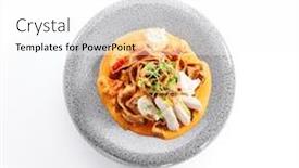  Presentation with italy food - Audience pleasing presentation design consisting of spaghetti-with-baked-tomato backdrop and a white colored foreground