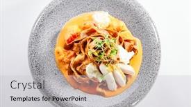  Presentation with italy food - Cool new slides with spaghetti-with-baked-tomato backdrop and a light gray colored foreground