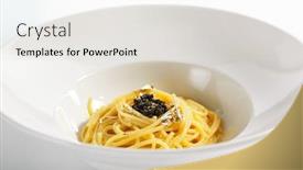  Presentation with italy food - Beautiful PPT theme featuring spaghetti-with-beluga-caviar-served backdrop and a light gray colored foreground