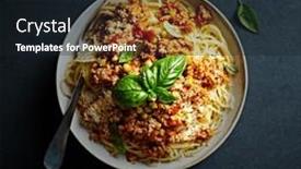  Presentation with spaghetti - Slides consisting of spaghetti-with-bolognese-sauce-parmesan background and a wine colored foreground