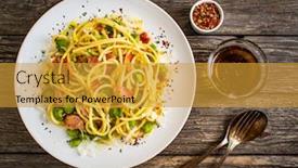  Presentation with broad - PPT theme consisting of spaghetti-with-broad-bean-bacon background and a gold colored foreground