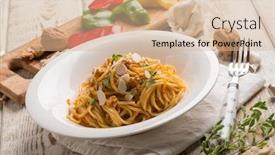  Presentation with capsicum - Slide deck featuring spaghetti-with-capsicum-pest background and a soft green colored foreground