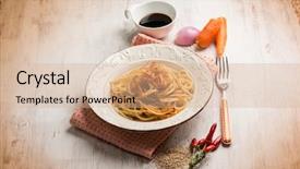  Presentation with soy sauce - Colorful slides enhanced with spaghetti with carrot soy sauce backdrop and a coral colored foreground