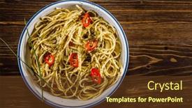  Presentation with olive - Presentation theme featuring spaghetti-with-chili-and-olive background and a tawny brown colored foreground
