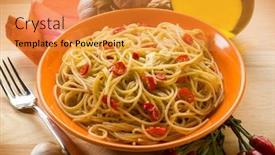  Presentation with spaghetti - PPT layouts with spaghetti-with-garlic-oil background and a gold colored foreground