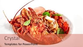  Presentation with italy food - Theme featuring spaghetti-with-lobster-served-traditional background and a red colored foreground