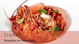  Presentation with italy food - Audience pleasing PPT theme consisting of spaghetti-with-lobster-served-traditional backdrop and a red colored foreground