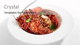 Presentation with italy food - Colorful slide deck enhanced with spaghetti-with-lobster-served-traditional backdrop and a white colored foreground