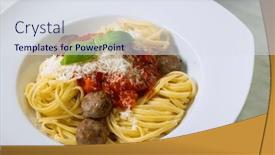  Presentation with spaghetti - Slide deck with spaghetti-with-meat-balls background and a sky blue colored foreground
