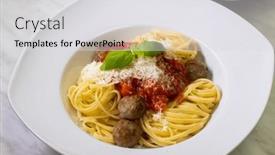  Presentation with spaghetti - PPT theme enhanced with spaghetti-with-meat-balls and a  colored foreground
