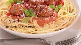  Presentation with meatball - Cool new slides with spaghetti with meatball and tomato backdrop and a  colored foreground