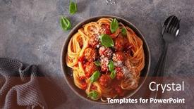  Presentation with pasta sauce - Cool new presentation design with spaghetti-with-meatballs-and-tomato backdrop and a tawny brown colored foreground