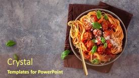  Presentation with pasta - Slides featuring spaghetti-with-meatballs-and-tomato background and a tawny brown colored foreground