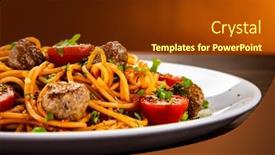  Presentation with spaghetti - Slides featuring spaghetti-with-meatballs-in-tomato background and a tawny brown colored foreground