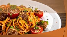  Presentation with spaghetti - Presentation featuring spaghetti-with-meatballs-in-tomato background and a coral colored foreground