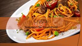  Presentation with spaghetti - Slide set consisting of spaghetti-with-meatballs-in-tomato background and a gold colored foreground