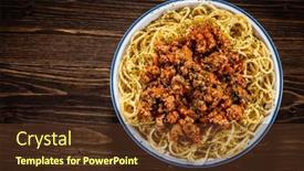 Presentation with spaghetti - PPT theme featuring spaghetti-with-minced-meat-tomato background and a  colored foreground