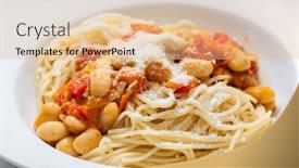  Presentation with spaghetti - Presentation design enhanced with spaghetti-with-tomato-sauce background and a lemonade colored foreground