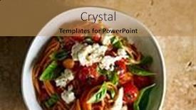  Presentation with spaghetti - Theme consisting of spaghetti-with-with-fresh-tomatoes background and a coral colored foreground