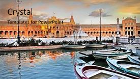  Presentation with espana - Audience pleasing slide set consisting of spain - seville beautiful plaza espana backdrop and a coral colored foreground