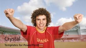  Presentation with spanish - Presentation theme with kid contest winner - spanish young boy supporter background and a red colored foreground