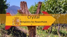  Presentation with vineyard - Presentation design consisting of spain flag wooden sign with vineyard background background and a gold colored foreground