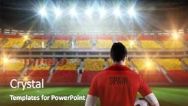  Presentation with football stadium - Presentation design featuring spain football player holding ball background and a tawny brown colored foreground