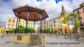  Presentation with spain - Presentation theme enhanced with spain gazebo in plaza mayor background and a coral colored foreground