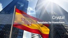  Presentation with national - Cool new slide set with spain national flag against low backdrop and a seafoam green colored foreground