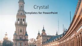  Presentation with square - Beautiful theme featuring spain-square-is-a-plaza backdrop and a light blue colored foreground