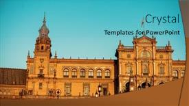  Presentation with square - Presentation theme with spain-square-is-a-plaza background and a teal colored foreground