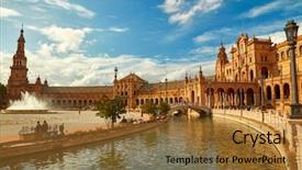  Presentation with espana - Colorful presentation enhanced with spain square plaza de espana backdrop and a red colored foreground