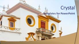  Presentation with spain - Slide deck featuring spain the plaza de toro background and a sky blue colored foreground